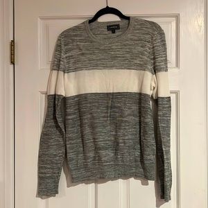 Express Oversized Sweater, Gray and White Colorblock